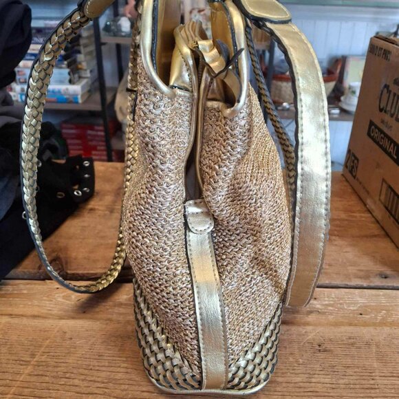 Source Unknown Gold and Tan Woven Bag - Picture 6 of 9